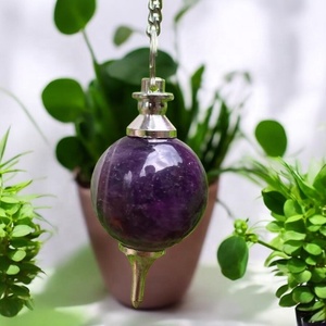 High Quality Feng Shui Indian Aid Amethyst Pendulum <b>Necklace</b> Carved Raw <b>Crystal</b> Polished Stone for Positive Energy <b>Healing</b> - Product Image 2