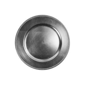 Assiette de service décorative ronde en verre perlé argenté de luxe, finition miroir, pour mariage, événement, banquet, décoration de table - Product Image 4