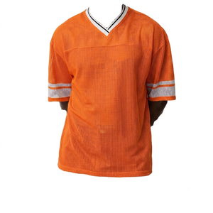 Camiseta de Fútbol de Malla Negra con Cuello en V para Hombre, Manga Corta, Transpirable, Ropa Deportiva, Corte Regular para Adulto, 100% Poliéster, Camiseta de Baloncesto - Product Image 4