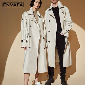 Veste coupe-vent personnalisée en gros, nouvelle collection, avec boucle, style trench-coat britannique classique, mi-longue, décontractée, pour hommes et femmes, début du printemps - Product Image 1