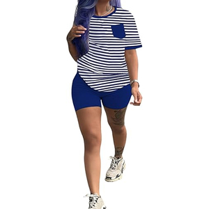 Mono corto ajustado de verano para mujer, con bloques de color, manga corta, para fitness, estilo casual y urbano - Product Image 1