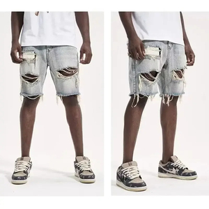 Pantalones Cortos de Mezclilla para Hombre Ibex, 100% Algodón, Estilo Desgastado, Cintura Alta, Transpirables, Moda Verano, OEM - Product Image 4