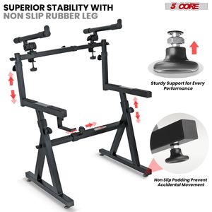 Supporto per Pianoforte Elettrico a 2 Livelli, Stile Z, Regolabile, Pieghevole, Resistente, con Cinghia di Sicurezza per Strumenti Musicali - Product Image 5
