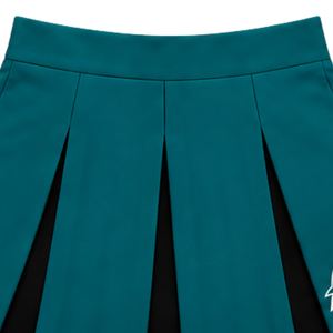 Uniforme de cheerleading bleu sarcelle foncé, noir et blanc, avec haut court sans manches à col en V et jupe plissée, pour spectacle de danse et équipe de cheerleading - Product Image 6
