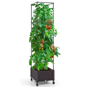 Fioriera da Giardino Grande da 67 Pollici con Traliccio, in Plastica PP, per Interni/Esterni, Vaso Rialzato Quadrato, Modello: Fioriera da Giardino - Product Image 2