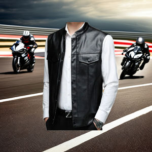 Gilet de mode personnalisé pour hommes au prix de gros Gilet en cuir d'hiver pour hommes avec fonction coupe-vent Design ODM Gilet de motard de qualité supérieure - Product Image 1
