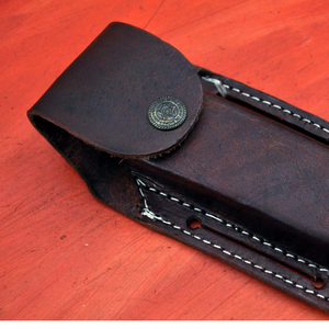 Cuchillo de Caza Imperial de Acero de Damasco con Punta Caída, Mango de Micarta y Funda de Cuero, OEM Disponible - Product Image 3