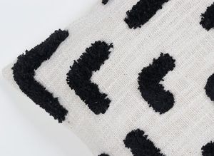 Hand Tufted Texture Boho <b>Black</b> and Ivory <b>Cushion</b> Throw Pillow <b>Cover</b> Decorative Sofa <b>Cushion</b> <b>Cover</b> - Product Image 2