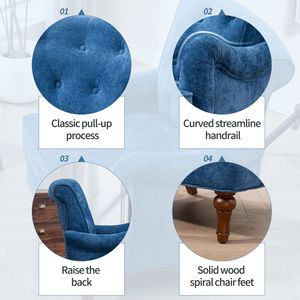Sillón de Chenilla Cómodo con Patas de Madera Retro, Tapizado para Sala de Estar, con Resortes y Cojines - Product Image 5