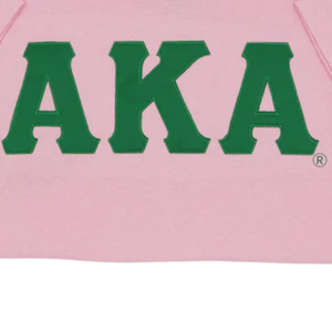 Camiseta AKA Pink Ringer con ribete verde y letras griegas bordadas, camiseta informal para mujer, color rosa y verde - Product Image 5