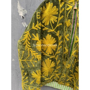 Unisex <b>Women's</b> Party Wear Two Side Handmade Boho <b>Velvet</b> Quilted Floral Embroidery Inside Cotton Lining Jacket Winter Jacket - Product Image 3