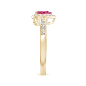 Anillo de Compromiso de Oro Puro de 14K con Zafiro Rosa Natural en Forma de Corazón y Halo de Diamantes, Anillo de Compromiso Romántico de Lujo para Novia - Product Image 5