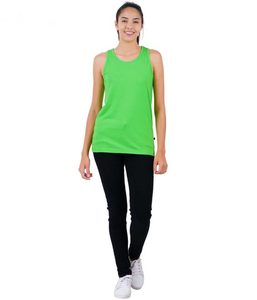 Camiseta sin mangas verde para mujer, cuello redondo, informal, transpirable, de punto, poliéster, para hacer ejercicio - Product Image 1