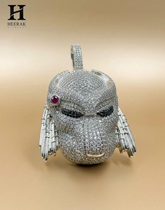 Collar con Colgante de Depredador Estilo Hip Hop, con Incrustaciones de Diamantes, Máscara Alienígena 3D Personalizada, Joyería de Lujo con Moissanita, Estilo Ciencia Ficción - Product Image 3