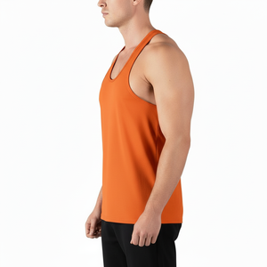 Gym Fitness Loose Fit <b>Men</b> Tank Tops U Neck Racerback Plain Dyed <b>Singlets</b> Workout Bodybuilding Training Wear Stringer Vest - Product Image 3