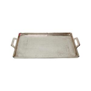 Silver <b>Rectangular</b> Decorative Tray With Oak Leaf Handles Rustic Plant Design For Thanksgiving Table Decor <b>Mirror</b> Polish Trays - Product Image 4