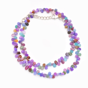 Collier en opale multicolore naturelle au design unique, en argent sterling 925, fait main, bijoux en pierres précieuses, tendance pour femmes, 15,5 pouces - Product Image 3