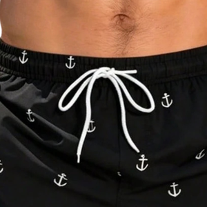 Short de bain décontracté pour homme à imprimé ancre, séchage rapide, respirant, taille élastique avec cordon de serrage, pour la plage, les sports nautiques estivaux et le quotidien, avec poche latérale - Product Image 4