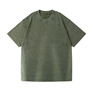 เสื้อยืดคอตตอนถักน้ำหนักมาก พิมพ์ลายสกรีนแบบวินเทจ ล้างสีแบบแอซิดวอช  โลโก้สั่งทำได้ ทรงโอเวอร์ไซส์ ผ้าไม่ยับ - Product Image 5