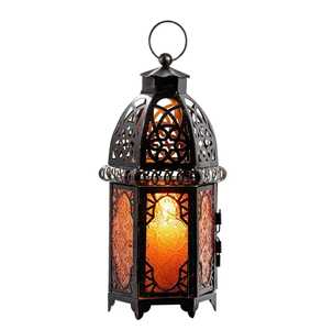 Set 2 Tall Black Stainless Steel Frame Eco-Friendly Heat Resistant Candle <b>Lantern</b> Glass <b>Hurricane</b> Cylinder Insert Holder <b>Lantern</b> - Product Image 6