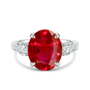 Anillo de Compromiso de Oro Sólido de 14K con Rubí Ovalado y Diamante en Forma de Pera Lateral, Joyería Fina Hecha a Mano y Personalizada para Boda - Product Image 1