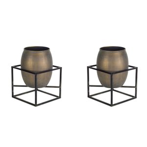 Pot de fleurs moderne minimaliste nordique en métal avec support en fer, porte-plantes décoratif d'intérieur pour la maison, le jardin, le salon - Product Image 3