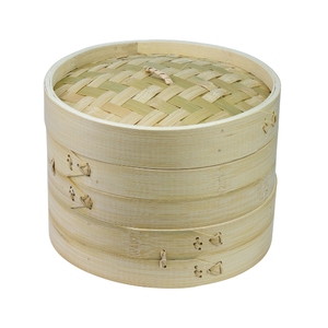 Cesta Vaporera de Bambú Premium Sostenible de Alta Calidad con Tapa de Acero Inoxidable y Vidrio, Vaporera Ecológica para Dumplings, ¡Venta Caliente! - Product Image 1