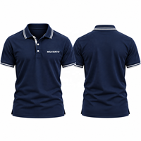 Kaos Polo Golf Pria Bordir Kustom Hijau Lengan Pendek, Kaos Polo Performa Bernapas, Kerah & Manset Bergaris