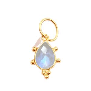 จี้รูปหยดน้ำมูนสโตนสีรุ้ง ชุบทอง |   อุปกรณ์ทำเครื่องประดับพลอยแฮนด์เมดขายส่ง - Product Image 1