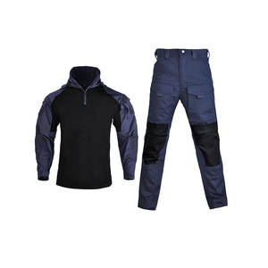 Conjunto de uniforme táctico para hombre, camisa de manga larga y pantalones, poliéster que absorbe la humedad, cuello alto, manga completa, corte regular - Product Image 2