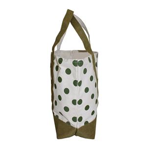 Bolso de supermercado de algodón natural con estampado de lunares, bolso de lona de moda con asa de yute para uso diario - Product Image 2
