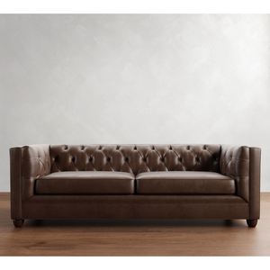 Modern Chesterfield Leather <b>Sofa</b> 3 Seater, Luxury Brown Tufted <b>Living</b> <b>Room</b> Furniture - Product Image 1