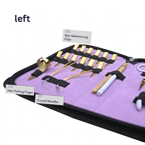 Kit complet d'outils d'application pour extensions capillaires : Pinces micro-anneaux, Anneaux de séparation rapide, Aiguilles courbées, Pinces bec de canard, Ciseaux - Product Image 4