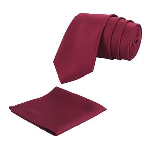 เนคไทผ้าไหมสีทึบผูกไวน์อุปกรณ์ทางการทางการที่สง่างาม - Product Image 3