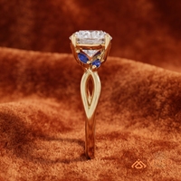 Bague en Moissanite à Coupe Ronde, Bijou en Or pour Femme, Pierre Verte, Motif Feuille, Cadeau de Mariage et Fiançailles, Bijoux Tendance, Style Raffiné