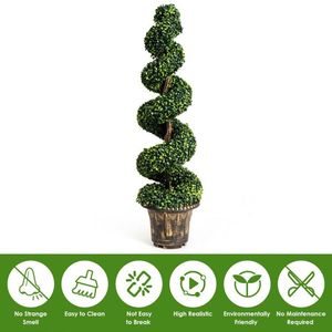 Set di 2 Alberi a Spirale di Bosso Verde Artificiale a 4 Piedi, Elegante Decorazione per Giardino Esterno - Product Image 5
