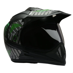 Casque de moto intégral tout-terrain avec coque en ABS, fermeture micro-métrique, visière fumée, design graphique, toutes saisons - Product Image 4