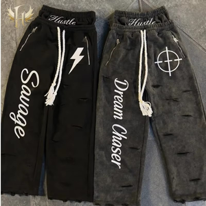 Ensemble deux pièces pour homme, imprimé personnalisé, à capuche, décontracté, automne, vintage, pantalon évasé, cordon de serrage, en coton thermique respirant, pour l'entraînement - Product Image 2