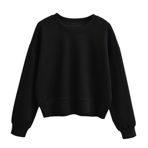 เสื้อสเวตเชิ้ตคอกลมผู้หญิง สีพื้น แขนยาว ผ้าถักผสมฝ้าย สวมใส่สบาย ระบายอากาศได้ดี ทรงปกติ - Product Image 2