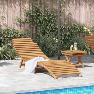 Chaise longue de jardin en bois d'extérieur, inclinable, avec lattes, pour le bord de la piscine - Product Image 2