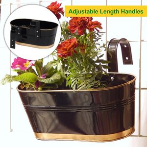 Railing Planters for Balcony Hanging Pots <b>Wall</b> Hanging <b>Decorative</b> Vertical Garden Planters Eco-Friendly Metal Pack 1 (Black) - Product Image 3
