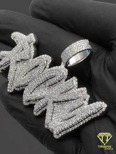 จี้เพชรโมอิสซาไนต์แบบ Iced Out สลักชื่อครอบครัว สร้อยคอฮิปฮอป แบบสั่งทำพิเศษ พร้อมสายสร้อยหรูหรา ของขวัญเครื่องประดับสุดหรู - Product Image 5