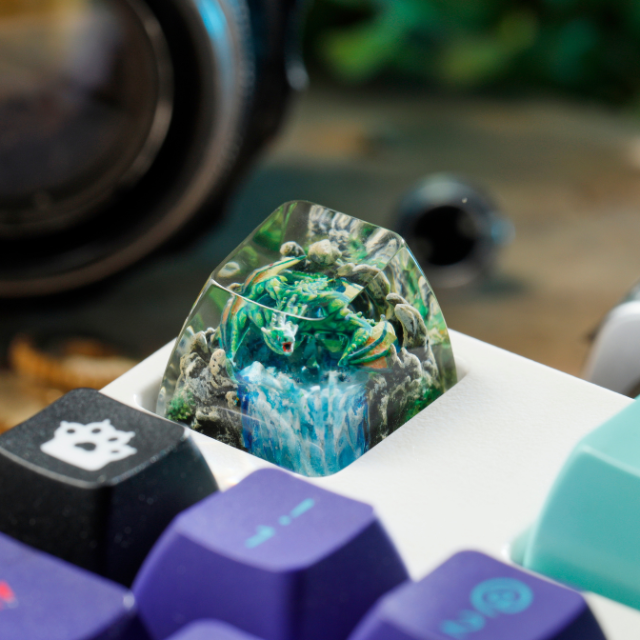Keycaps Mystical Anime, Custom Artisan Keycaps, Keycaps Anime Cute, Green Keycaps, Keycaps Set,  Keycaps Resin