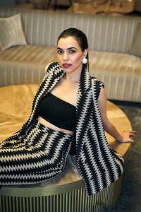 New Elegant Women's Western <b>Set</b> Beautiful Black and <b>White</b> Zig Zag Design <b>Set</b> For Office and Party Wear - Product Image 4