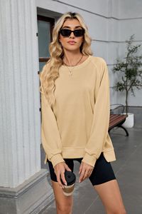 OEM 2026 Trendy Women Clothe Customization Pure Color Thread Round Neck <b>Long</b> Sleeve Loose Sweatshirt Women's <b>Top</b> - Product Image 4