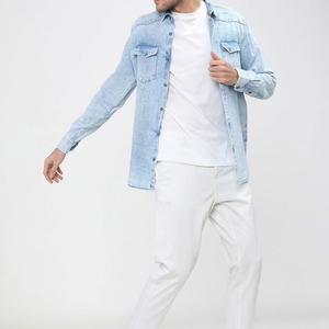 Camisa de Mezclilla para Hombre, Casual, 100% Algodón, Transpirable, de Secado Rápido, Suave, Manga Larga, Cierre de Botones, Cómoda, para Uso Diario - Product Image 2