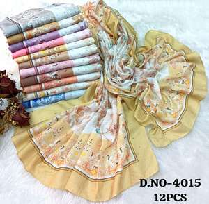 Oriental Luxe Fine Textiles : Ensemble de 12 foulards imprimés floraux de qualité supérieure - Châles d'été légers et polyvalents en couleurs assorties - Product Image 3