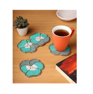 Sous-verre décoratif brodé perlé pour table, épaisseur 5 mm, style bohème, pour fêtes, produit artisanal coloré, vente en gros - Product Image 1