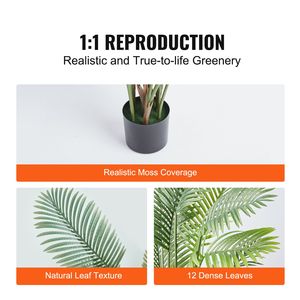 Palma Artificiale Alta 1,5 Metri in Vaso, Pianta Finta in PE con Protezione Anti-Ribaltamento, Bassa Manutenzione, Realistica - Product Image 4