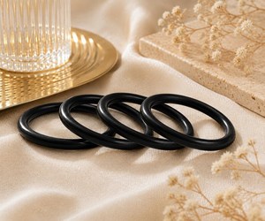 Ensemble de bracelets en résine noire mate, bracelets épais et ronds pour femmes, bijoux classiques - Product Image 4
